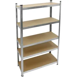 ECD Germany Werkstattregal Schwerlastregal - 180x90x40 cm - verzinkt - belastbar bis 750kg - 5 MDF-Platten - Lagerregal Steckregal Kellerregal