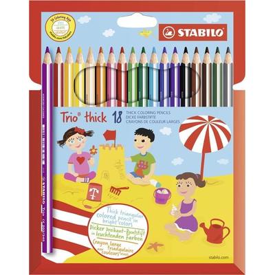 STABILO Dreikant-Buntstift - Trio dick - 18er Pack - mit 18 verschiedenen Farben