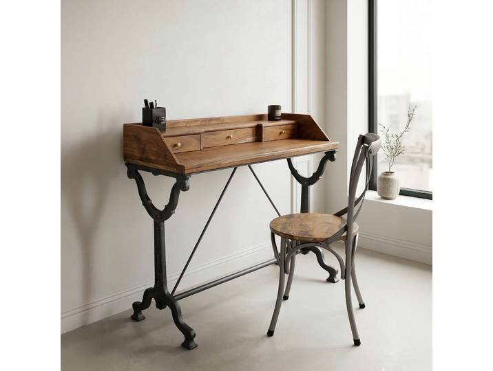 Console industrielle bois et métal