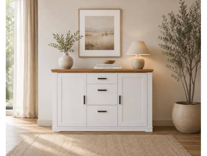 Inter Link Sideboard Kommode aus massivem Kiefernholz, Landhausstil, 2T3S