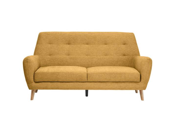 Carryhome 3-Sitzer-Sofa, Gelb, Holz, Kunststoff, Eiche, massiv, 200x105x84 cm, Typenauswahl, Rücken echt, Wohnzimmer, Sofas & Couches, Sofas, 3-Sitzer Sofas