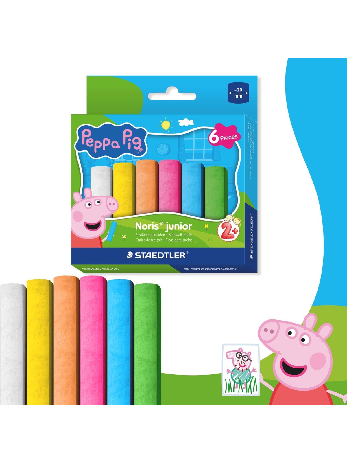 Staedtler Peppa Pig sidewalk chalk 6 assorted