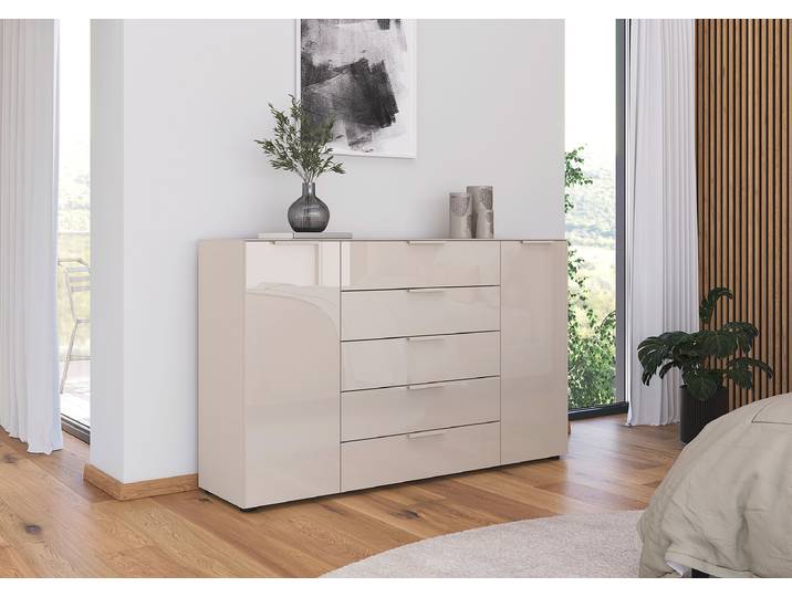 Buffet Flipp en verre type B 160cm Beige/Champagne