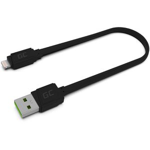 Green-Cell Ladekabel GC Matte, schwarz, 0,25m, USB-A auf Apple Lightning, 18W Schnellladekabel