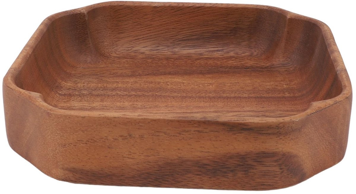 Dailygoods Handgesneden Houten Dienblad - Vierkant Antislip Serveerblad - Natuurlijke Woondecoratie