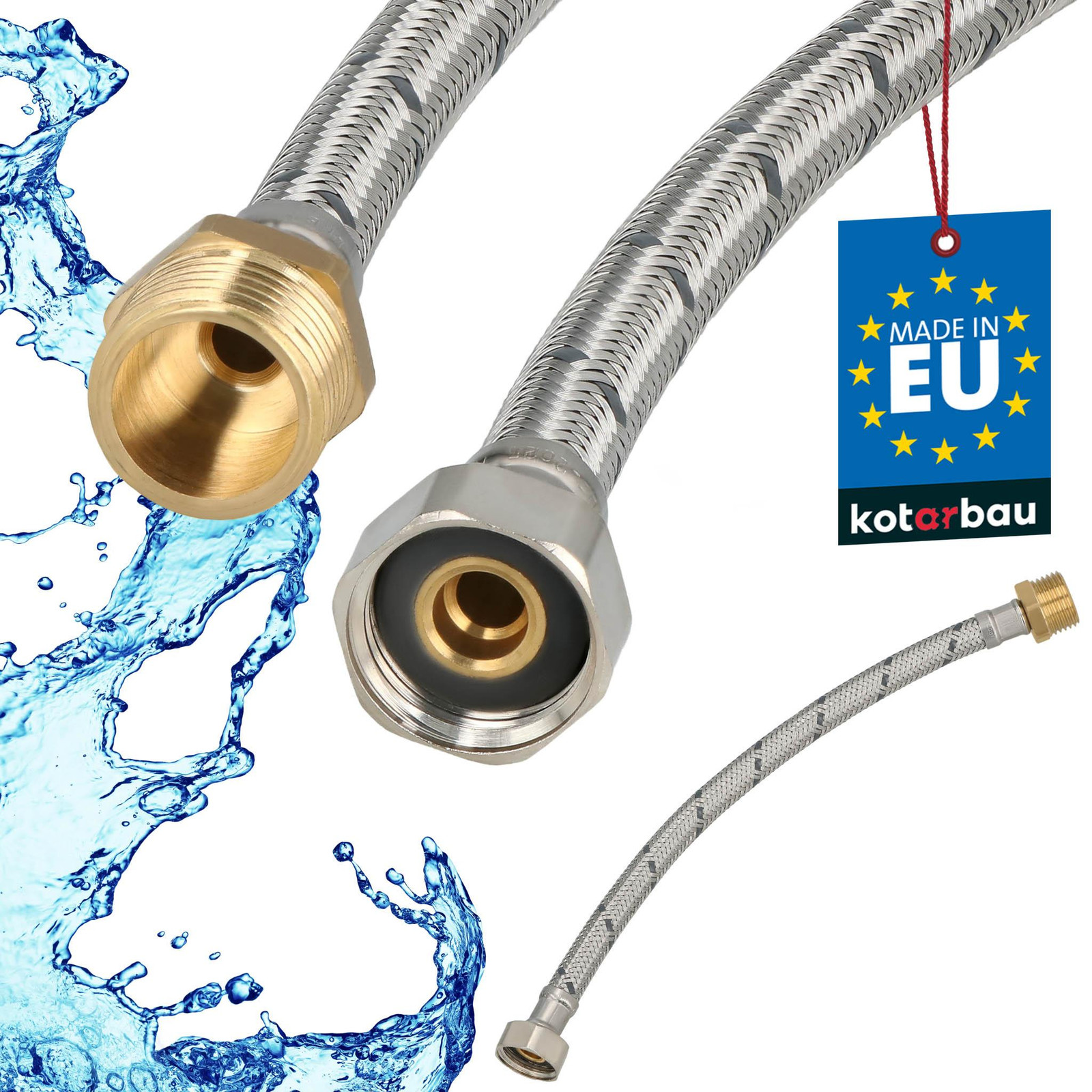 KOTARBAU Flexibele Sanitaire Aansluitslang 1/2" x 1/2", Buitendraad x Binnendraad, Roestvrijstaal, 30 cm