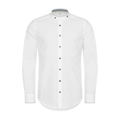 Trachtenhemd NÜBLER "Trachtenhemd Hintersee", Herren, Gr. S, EURO, weiß, Obermaterial: 100% Polyester PES., Hemden Trachtenhemd