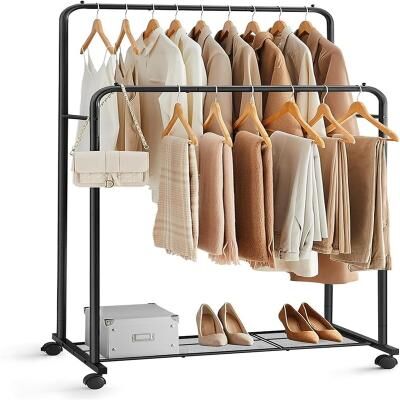 No "Double Rod Clothes Rack with Wheels - 23.4""D x 36.4""W x 62.2""H"