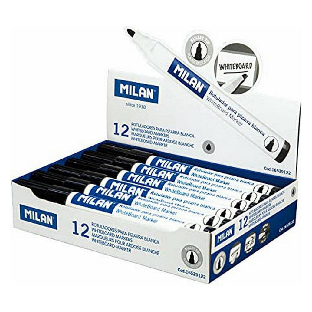 Milan Filzstifte Weisses Brett 12 Stück Schwarz PVC (12x) (41923127)