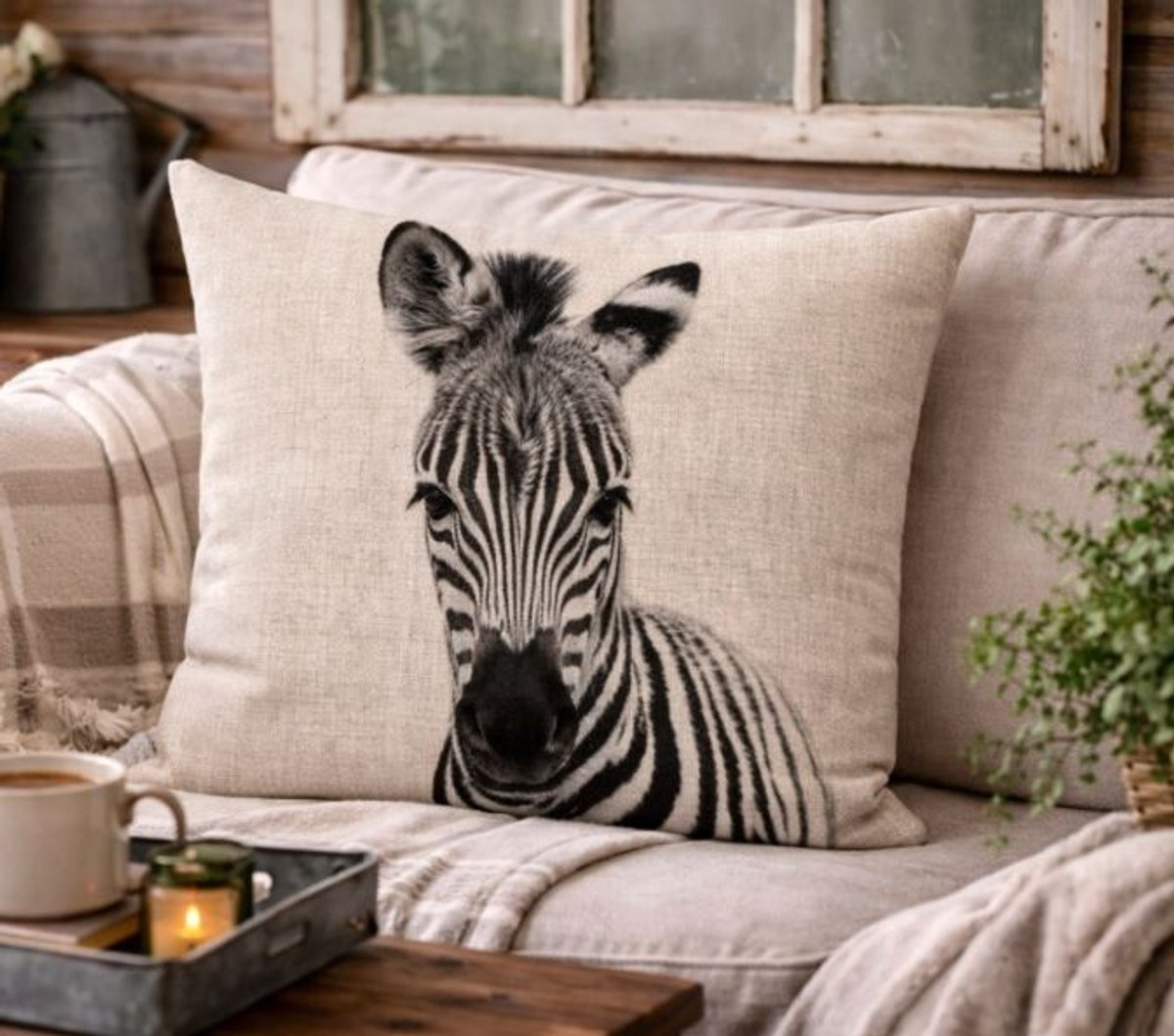 Canvas Wildlife Portraits Collection Kussenhoes - Zebra - 45 x 45 cm