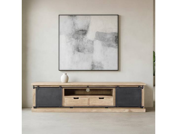 Meuble tv bois massif et metal style industriel​ 200 cm - Detroit