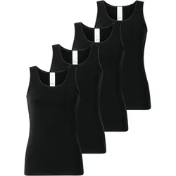 SCHIESSER Damen Tops, 4er Pack - 4Pack Trägertops, Unterhemd, Stretch Cotton, uni Schwarz / M