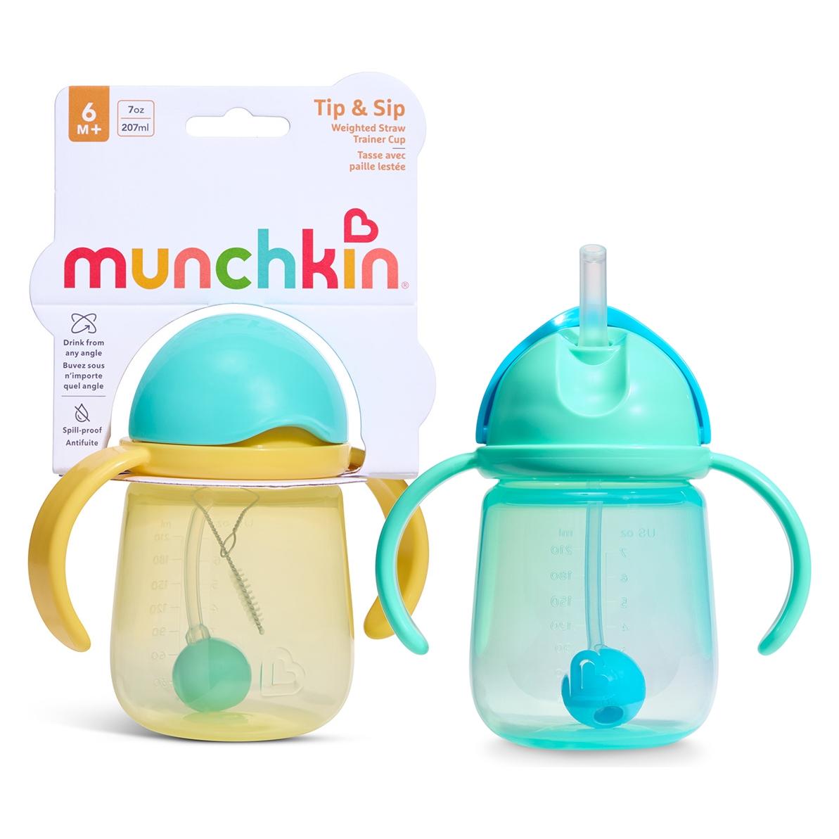 Munchkin - 2pk Tip & Sip Straw Trainer Cup - Blue/Yellow - 207 ml (207 ml) (5019090906470)