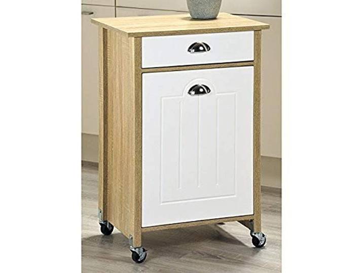 KESPER Küchenwagen mit Mülleimer, Holz, Weiß/Beige, 50 x 37 x 78,5 cm