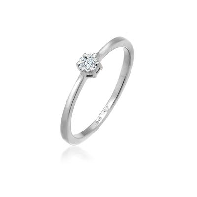 Verlobungsring ELLI DIAMONDS "Ring Verlobungsring Diamanten (0.045 ct.) 585 Weißgold" Gr. 56, silber, Fingerringe, Damen, 56, Weißgold 585, Verlobungsring