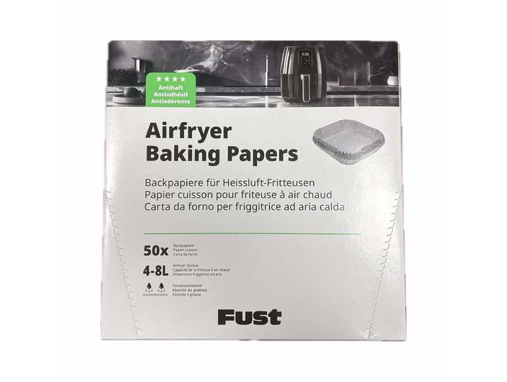 Fust Air Fryer Baking Papers Backpapier für Heissluftfritteusen – Friteuse Zubehör – braun