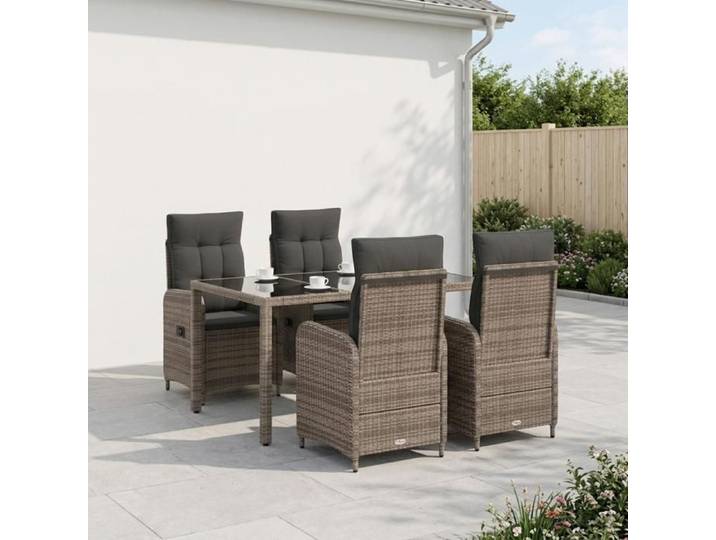 Ensemble de repas extérieur 5 pcs Gris clair et gris foncé 3422322
