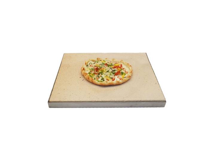 Feuerfest 123 GmbH Pizzastein Pizzastein Grill 40 x 20 x 3 cm + Edelstahlrahmen