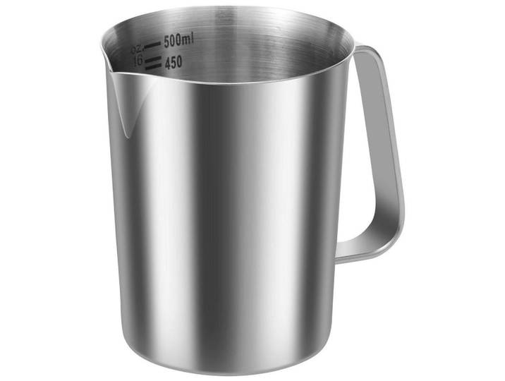 Messbecher Edelstahl 500ml mit Feinskala und Tropfschutz, Silberfarben, Metall, Backen & Backzubehör, Messbecher