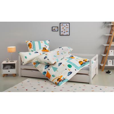 Kinderbettwäsche OTTO HOME "CUDDLEE", blau (baustelle), B/L: 135cm x 200cm, 1 Stk., 1 Stk., Renforcé, B/L: 40cm x 80cm, 2 Stk., Renforcé, Obermaterial: 100% Baumwolle, Bettwäsche, in vielen Designs: Dino,Einhorn,Weltraum,Baustelle,Herz,Trecker,Safari