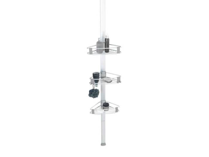 Étagère d'angle télescopique - WENKO - Purio - Aluminium - 3 tablettes réglables - Argenté