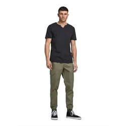 Jack & Jones T-Shirt Split mit Neck in schwarzem Black-XXL