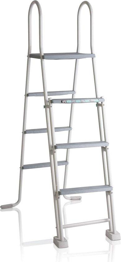 Grijs Zwembadtrap met Antislip Treden - 137 cm