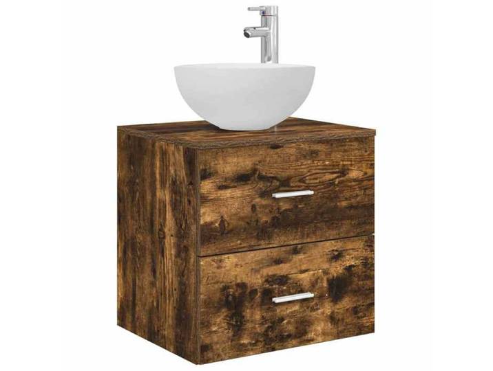 NOUVEAU Meuble sous vasque - Meuble lavabo mural - Chêne fumé - 49 5x35x63cm - Anti l'humidité  51647