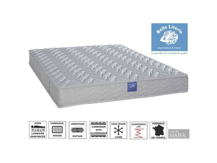 Matelas 90x190 Ressorts - Soutien ferme - Zone lombaire renforcée - BELLE LITERIE Intimité - Épaisseur 21cm - Fabriqué en France