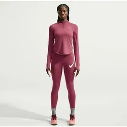 NIKE Damen T-Shirt W NK TEMPO DF HZ TP, Größe L in Weiß Weiß