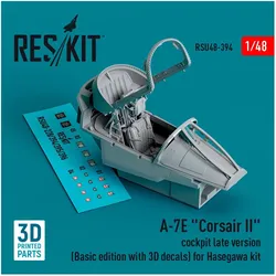 ResKit A-7E Corsair II cockpit late version (Basic edition with 3D decals) for Hasegawa kit (3D Printed)