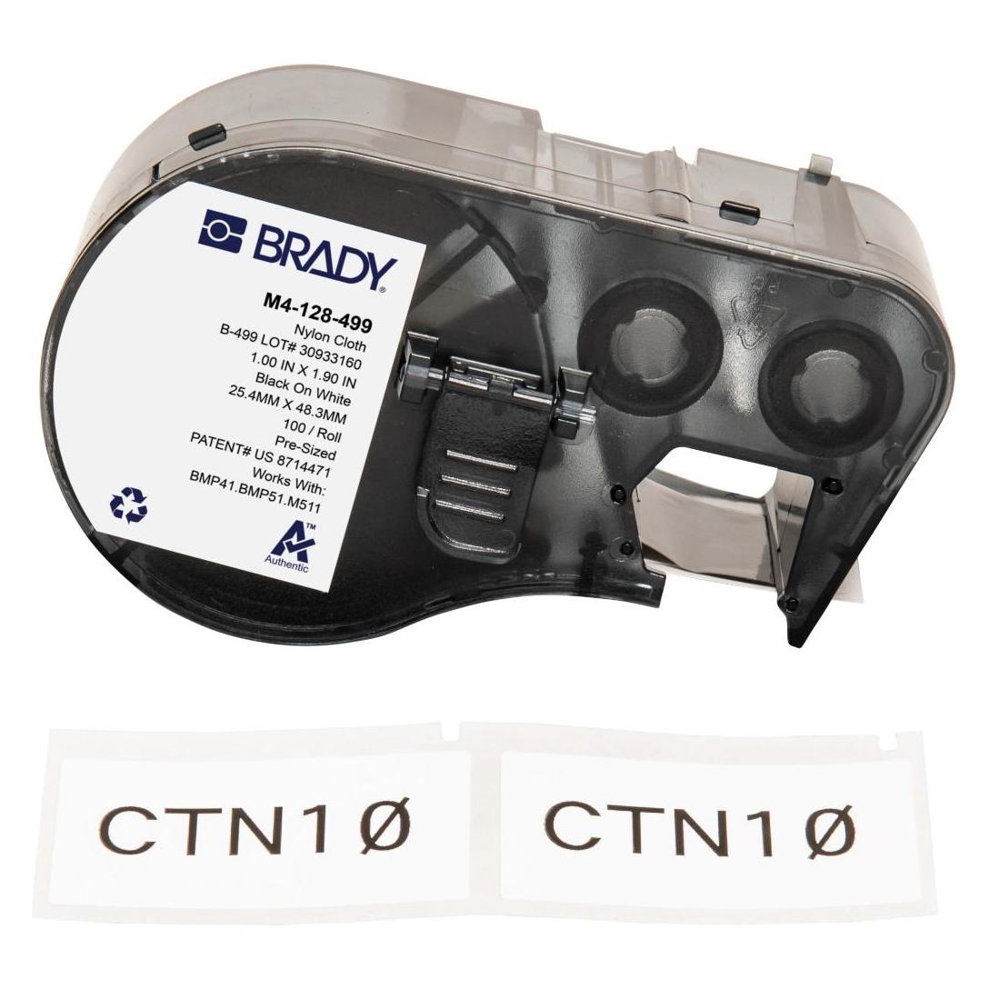 Brady M4-128-499, Nylongewebe, Schwarz auf weiss, 25.40 x 48.26 mm, permanent (100 E.) (M4-128-499)