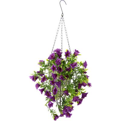 Kunstblume I.GE.A. "Petunien-Hänger mit Hängeampel Petunien Pflanze mit Blüten", lila (lavender), B:27cm H:52cm L:16cm, Polyester, Kunstpflanzen, Künstliche Blumen Seidenblumen Sommerblüher Hängeblume