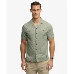 Superdry für Herren. M4011130A Bedrucktes grünes Hemd (XL), Lässig, Baumwolle, Kurzarm