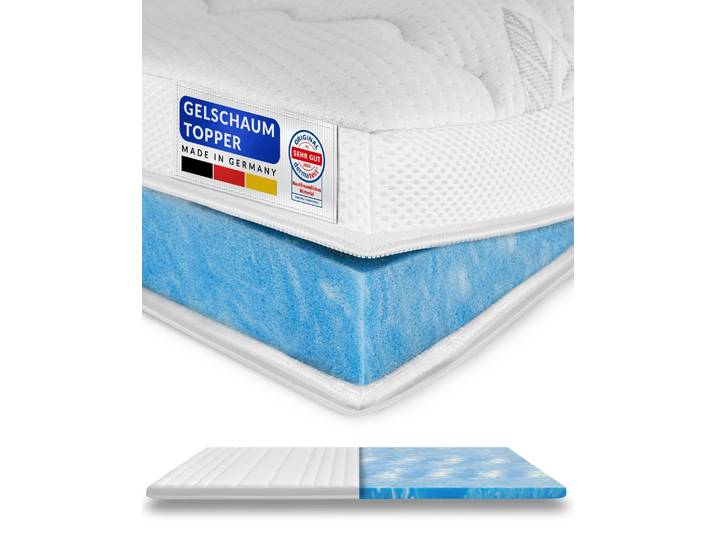 AM Qualitätsmatratzen Premium Gelschaum-Topper 240x200 cm 6 cm Höhe Matratzentopper 240/200 Gel Topper