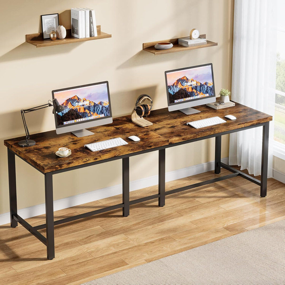 Blue Elephant Computer Desk Brown 76cm H X 200cm W X 60cm D
