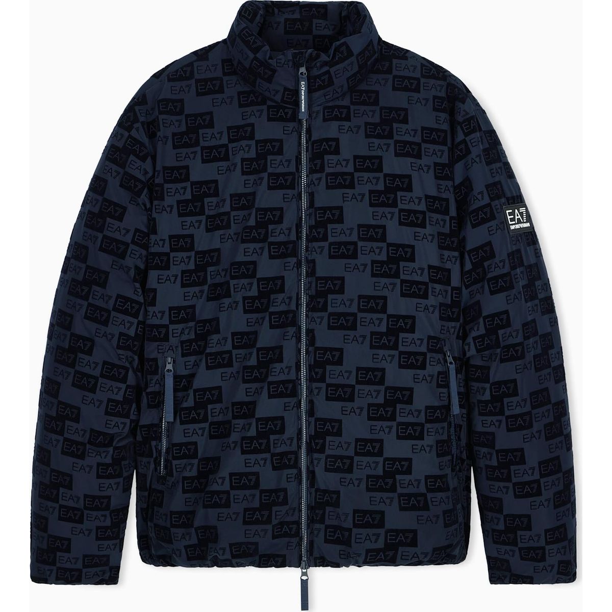 EA7 Mountain M Poly Down Hooded Jacket Monogram Velvet - Mountain M Poly Down Hooded Jacket Monogram Velvet sky captain (UB102) M 7M002389 AF26931-UB102-M