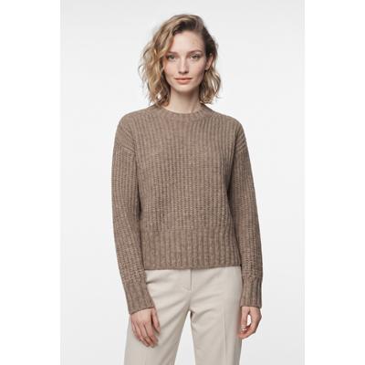 Strickpullover PEPE JEANS "ASHLEY CREW", Damen, Gr. L, beige (schwarz stone beige), Strick, Obermaterial: 65% Polyester, 28% Polyacryl, 5% Wolle, 2% Elasthan, unifarben, hüftbedeckend, Rundhals, Rippbündchen, Pullover Strickpullover, mit...