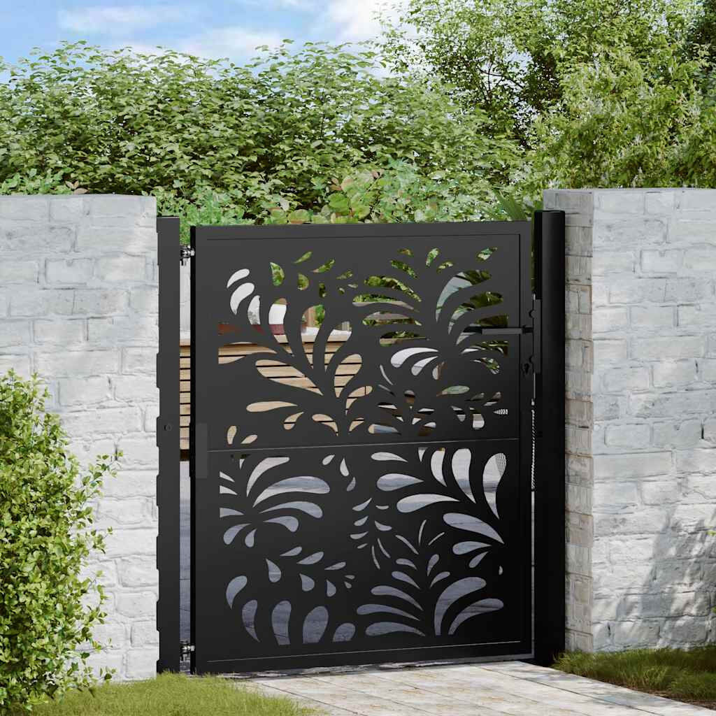 vidaXL Steel Gate Fencing Black 106cm H x 105cm W