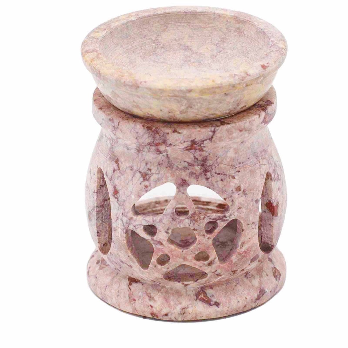 Drie maan Pentagon kleine zeepstenen oliebrander, 8 cm