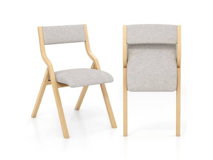 Helloshop26 2 Stück Esszimmerstühle, faltbar, 48 x 60 x 78 cm, ultimativer Komfort, ergonomisches Design, aus Leinenstoff, Naturgrau, 20_0011790