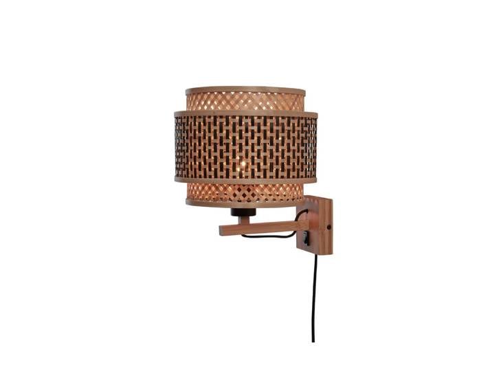 Applique bambou abat-jour bambou naturel/noir, h. 25cm