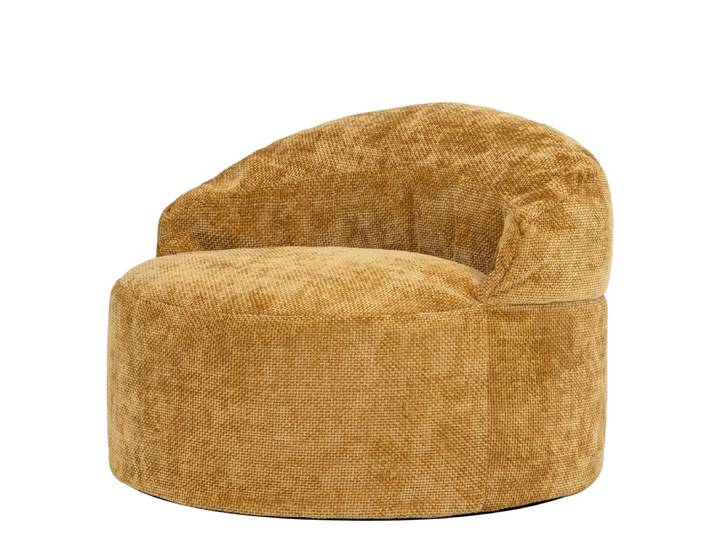 Pouf poire fauteuil décoratif en tissu chenille texturée, moutarde