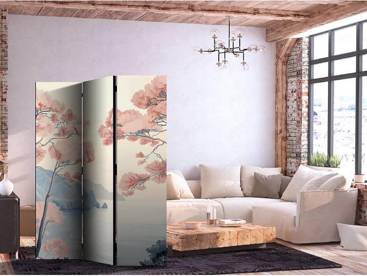 Paravent Landscape with Ocean 1-seitig Andere Beige 135 x 172cm