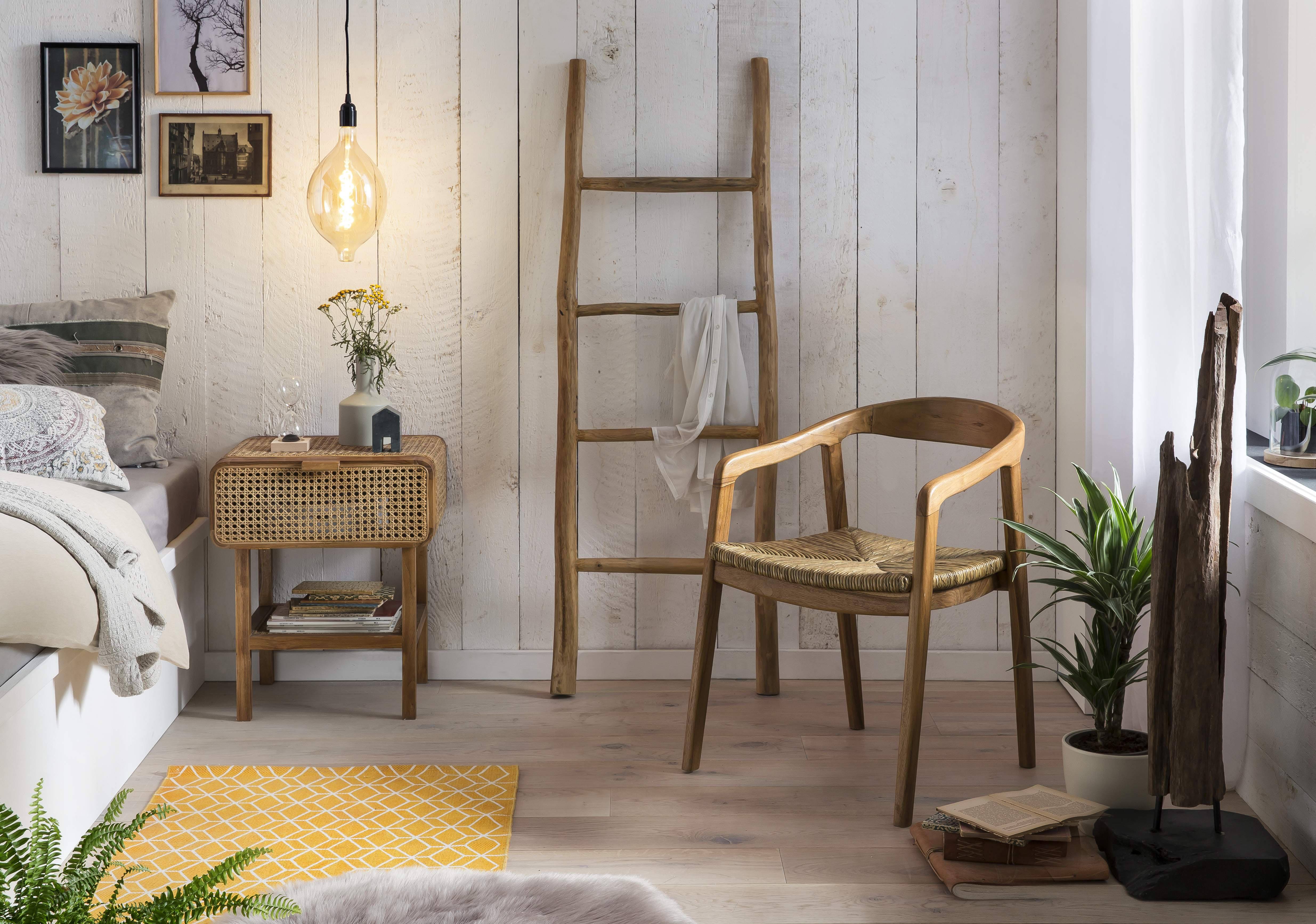 Leiterregal SIT "Limassol aus recyceltem Teakholz mit 4 Sprossen", beige (natur), Regale, Leiterregal, Handgefertigte Dekoleiter aus natürlich gewachsenem Teakholz natur Einheitsgröße