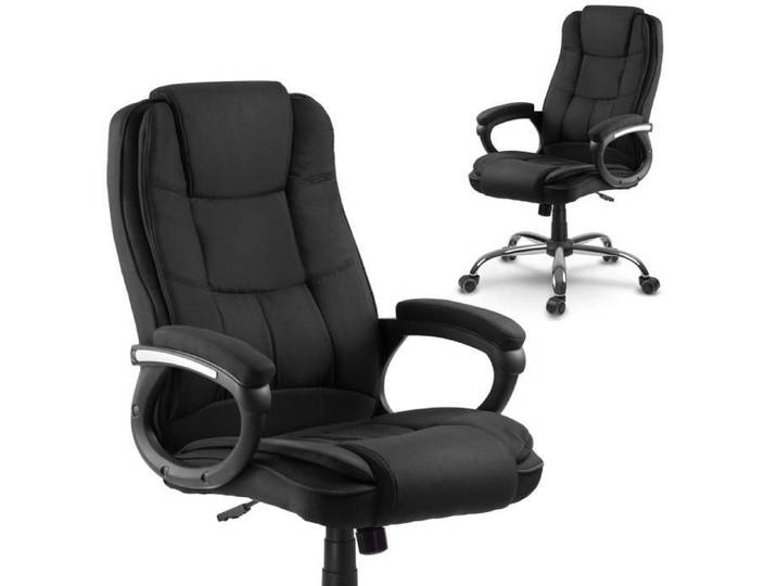 Fauteuil de bureau - Sofotel - Tissu noir - Double couche d'éponge - Inclinaison verticale et horizontale - Base chromée