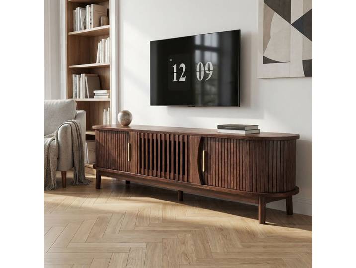 Meuble TV - Meuble TV bois - Marron - MDF - 3 portes
