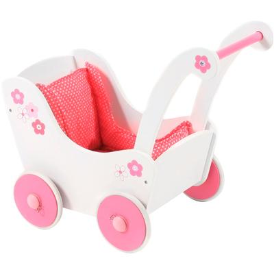 Puppenwagen CHIC2000 "aus Holz", rosa (fiori), Puppenwagen, KinderB:31cm H:45cm T:55cm, Mitteldichte Faserplatte (MDF), B:31cm H:45cm T:55cm