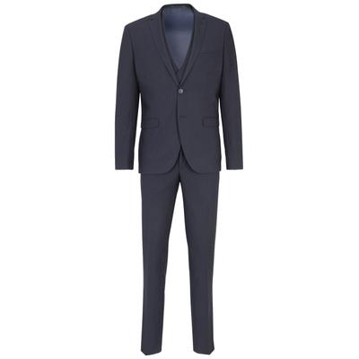 Anzug 3-teilig STEFFENKLEIN "SteffenKlein Anzug", Herren, Gr. 102, N + S Gr, marine, Elegant, slim fit, Anzüge, mit Weste