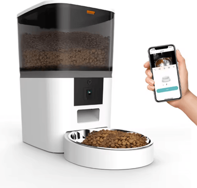 Inspire Picks Smart Automatic Pet Feeder With Camera Automatic Cat Feeder With Timed Feeding, HD Monitoring & Dual Bowls 4l 1 Bowl White